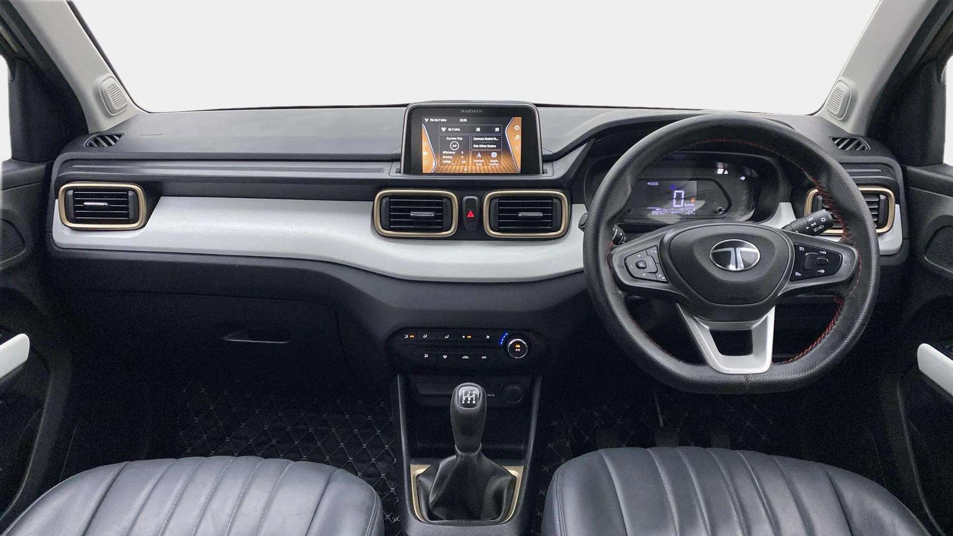Dashboard and steering wheel of a Tata Punch interior