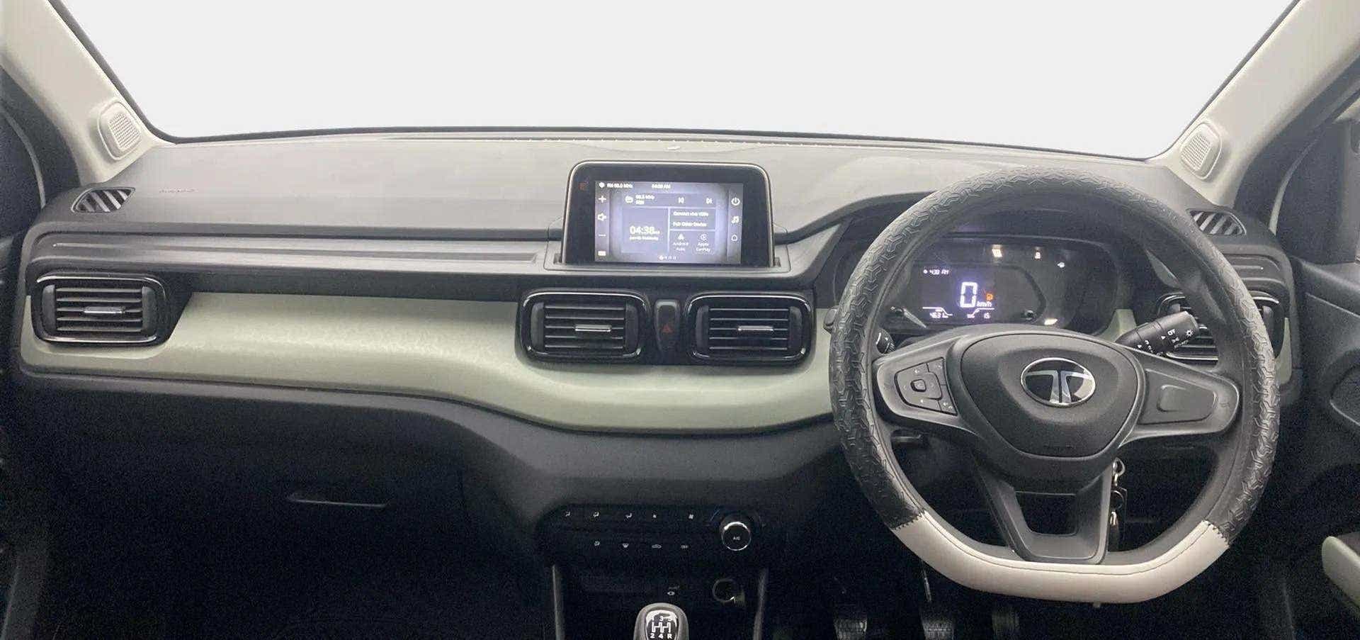 Dashboard and steering wheel of a Tata Punch