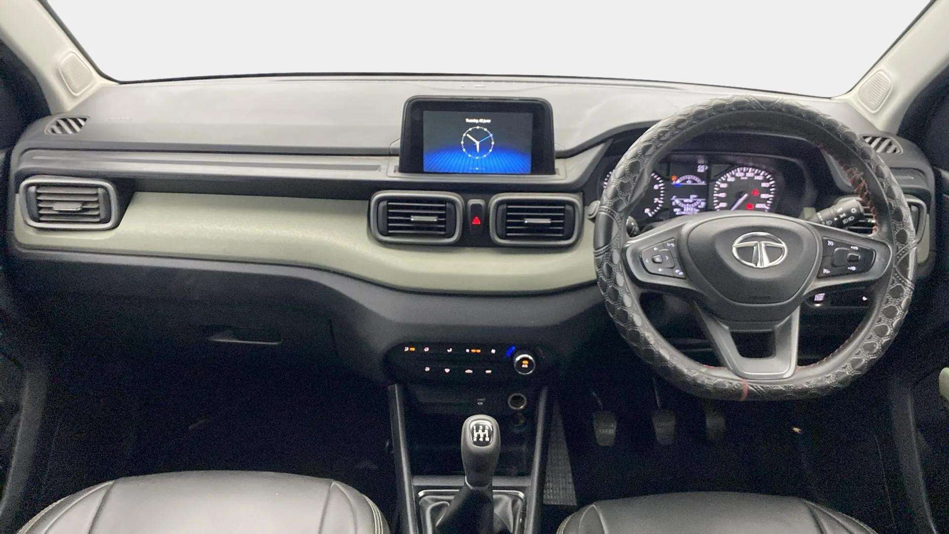 Dashboard and steering wheel of a Tata Punch