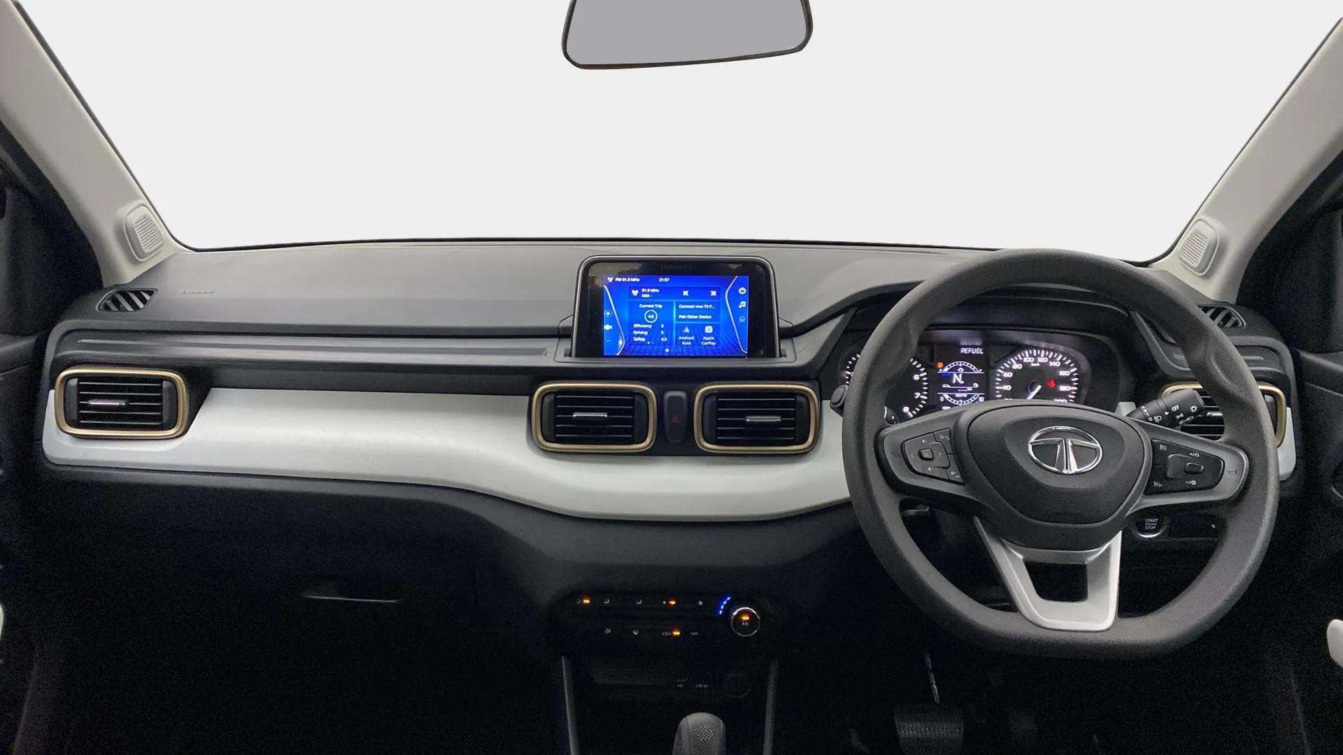 Dashboard and steering wheel of a Tata Punch