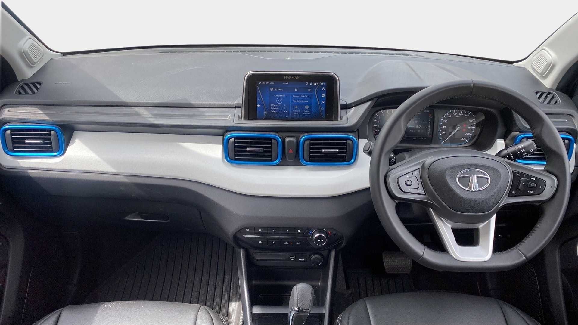 Dashboard and steering wheel view of a Tata Punch