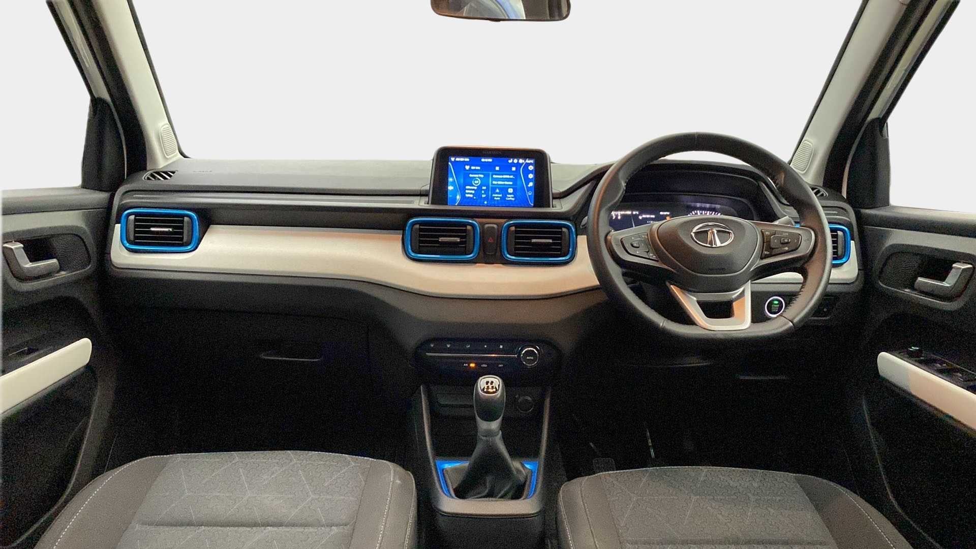 Dashboard and steering wheel of a Tata Punch