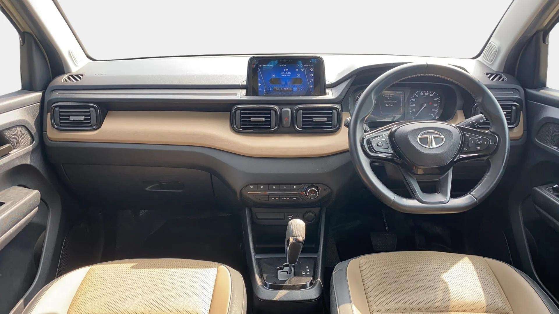 Dashboard and steering wheel view of a Tata Punch