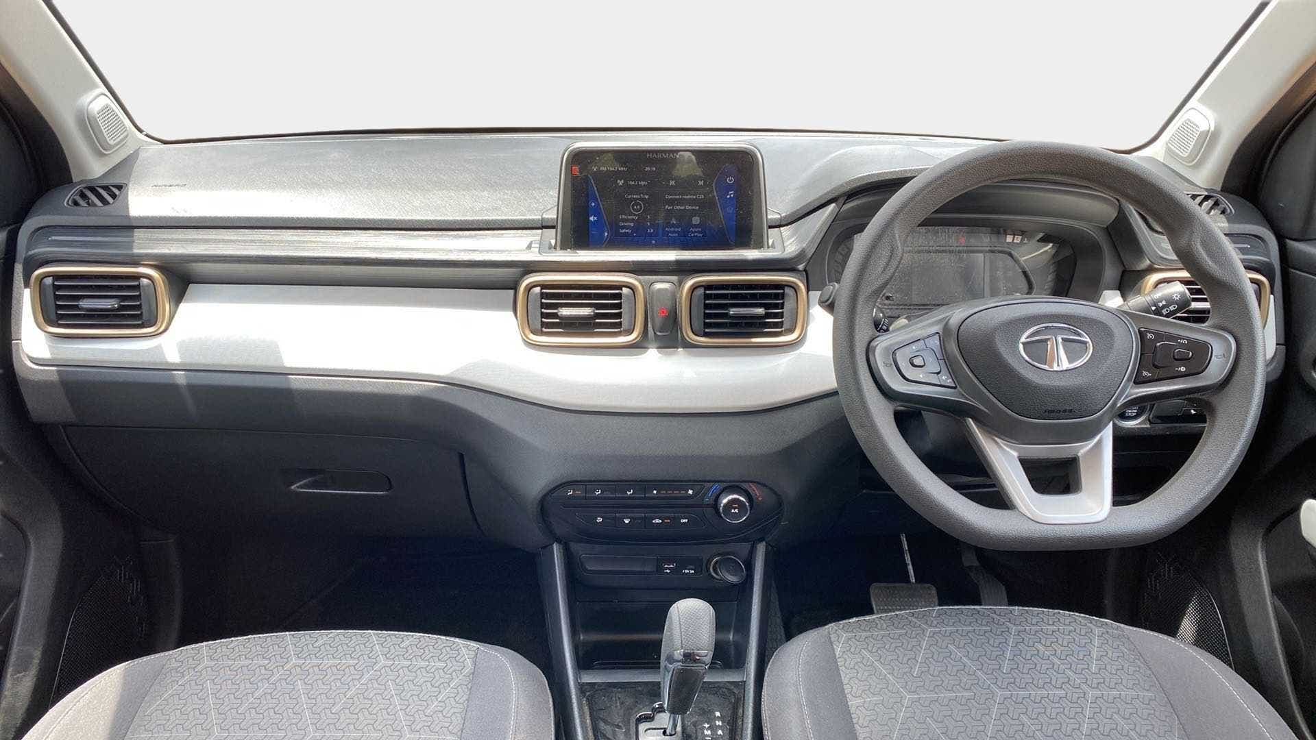 Dashboard and steering wheel of a Tata Punch