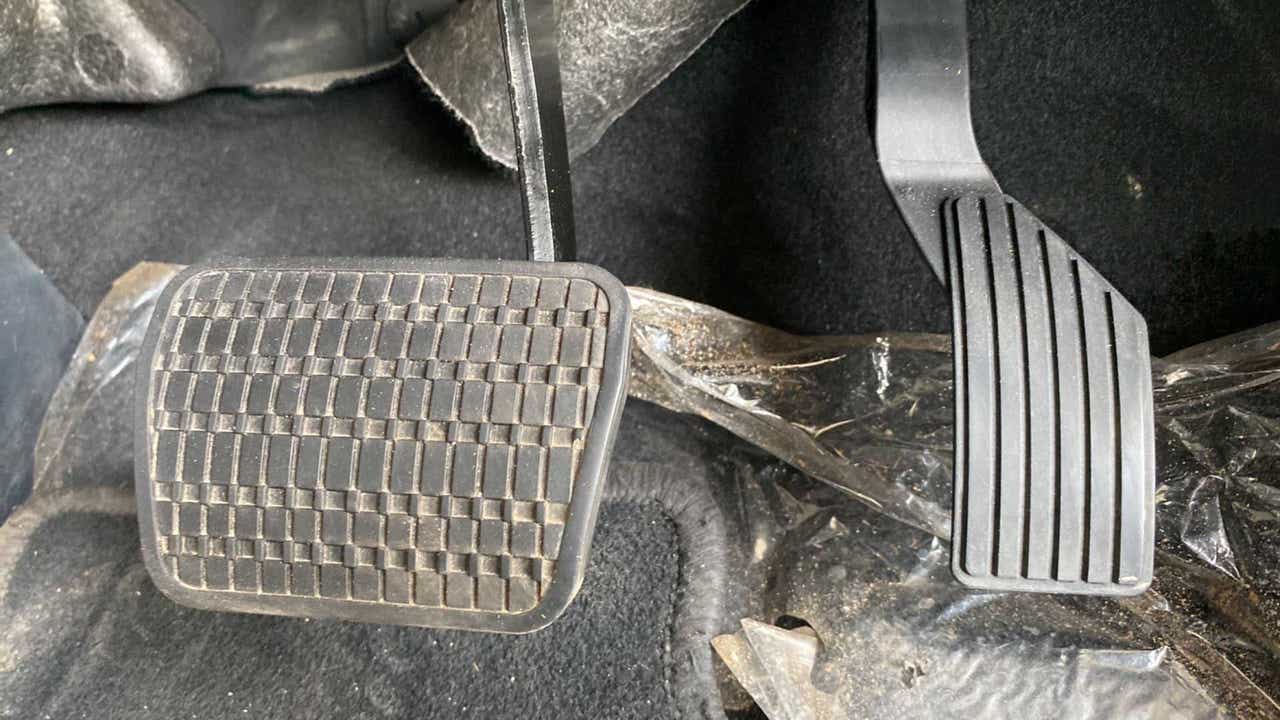 Close-up of foot pedals of a Tata Punch