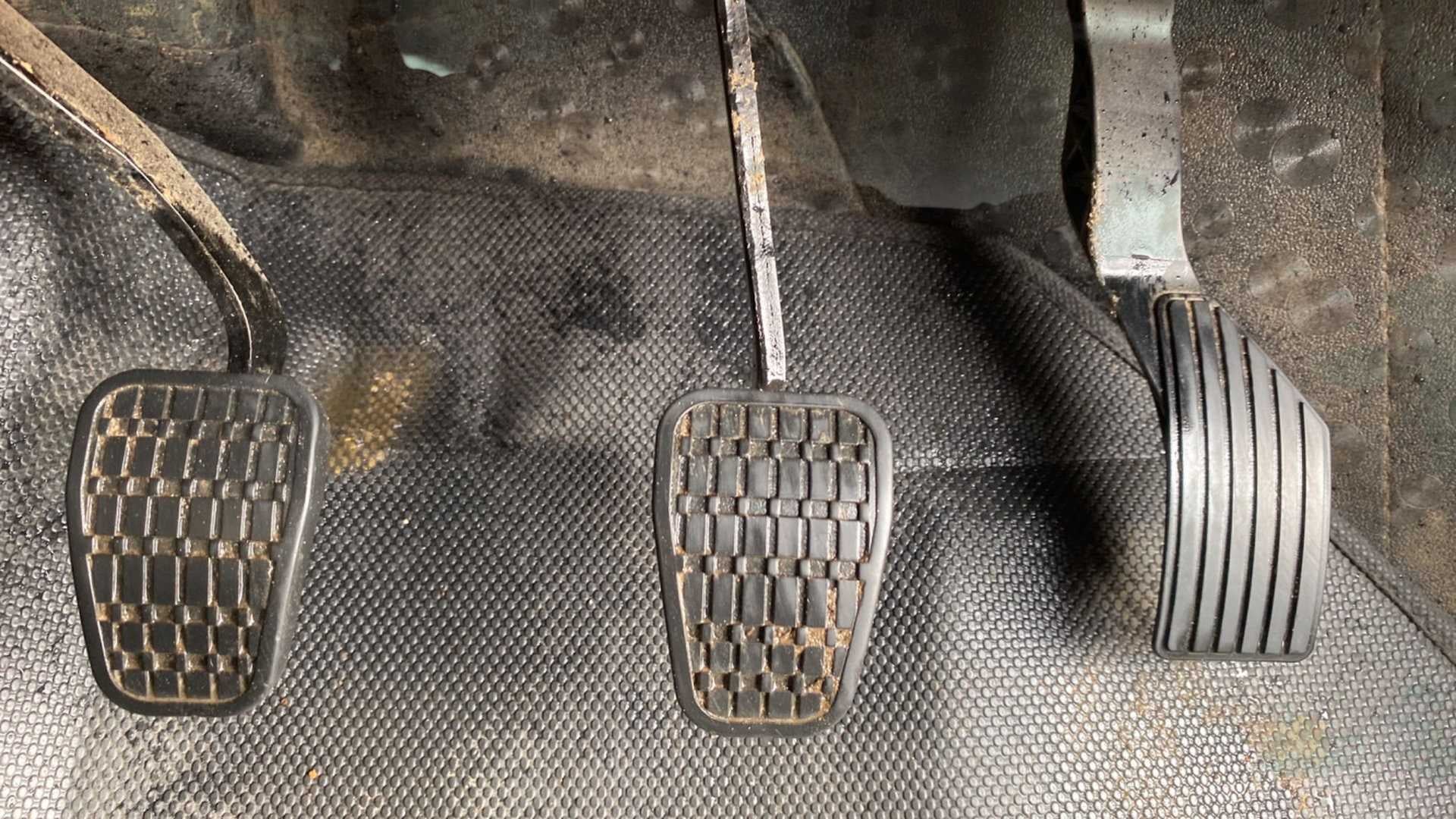 Footwell showing pedal set of a Tata Punch
