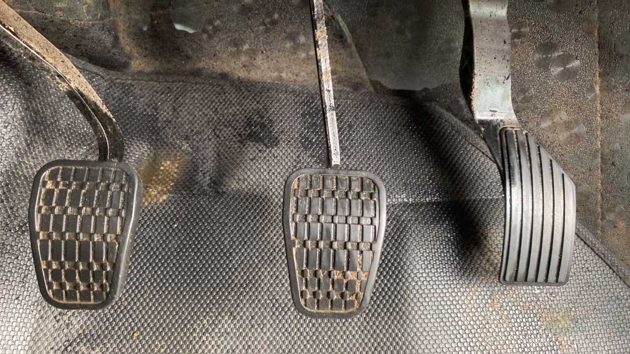 Footwell showing pedal set of a Tata Punch