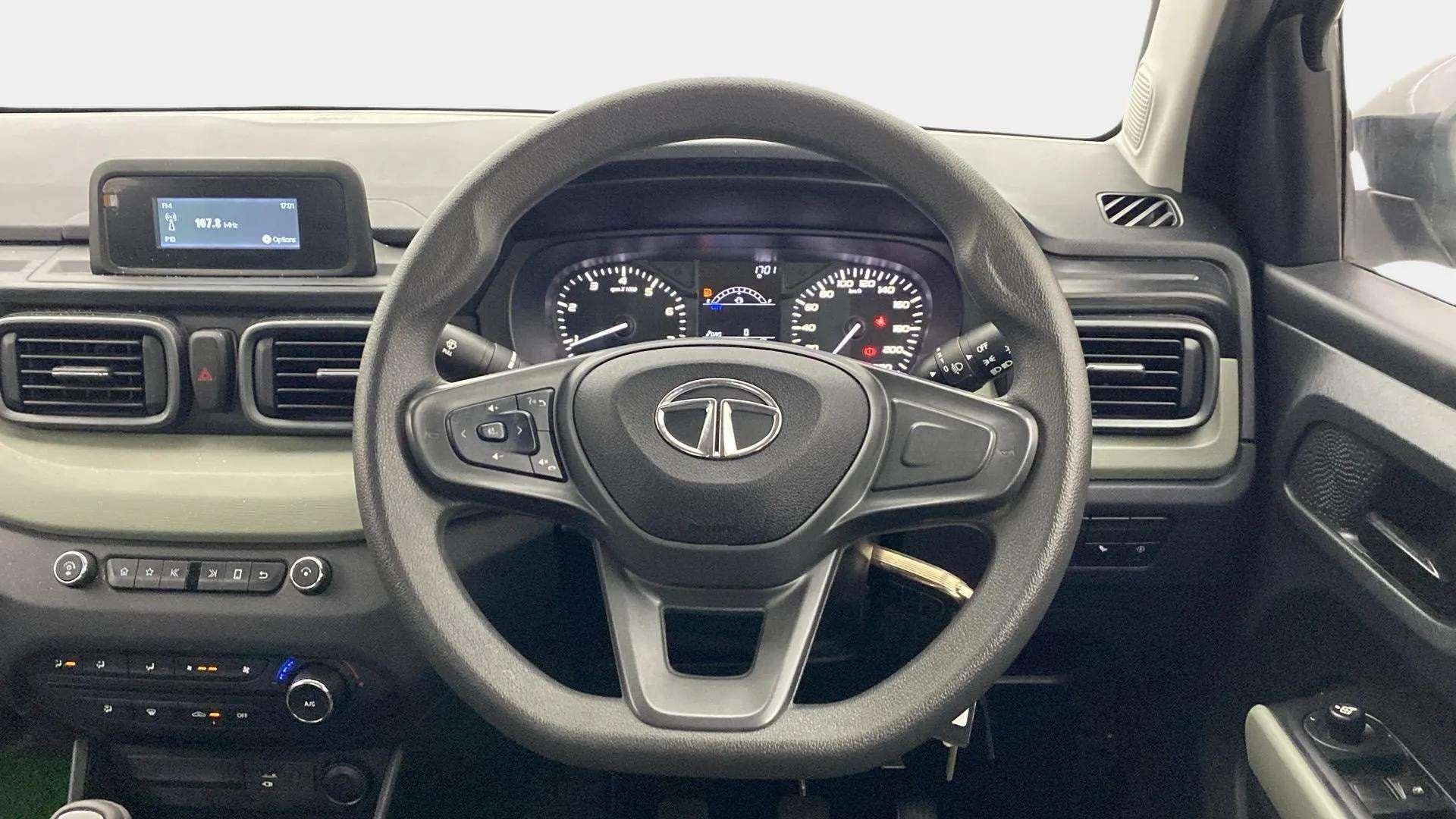 Dashboard and steering wheel of a Tata Punch