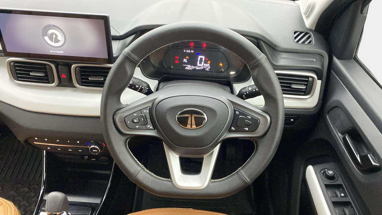 Dashboard and steering wheel of a Tata Punch
