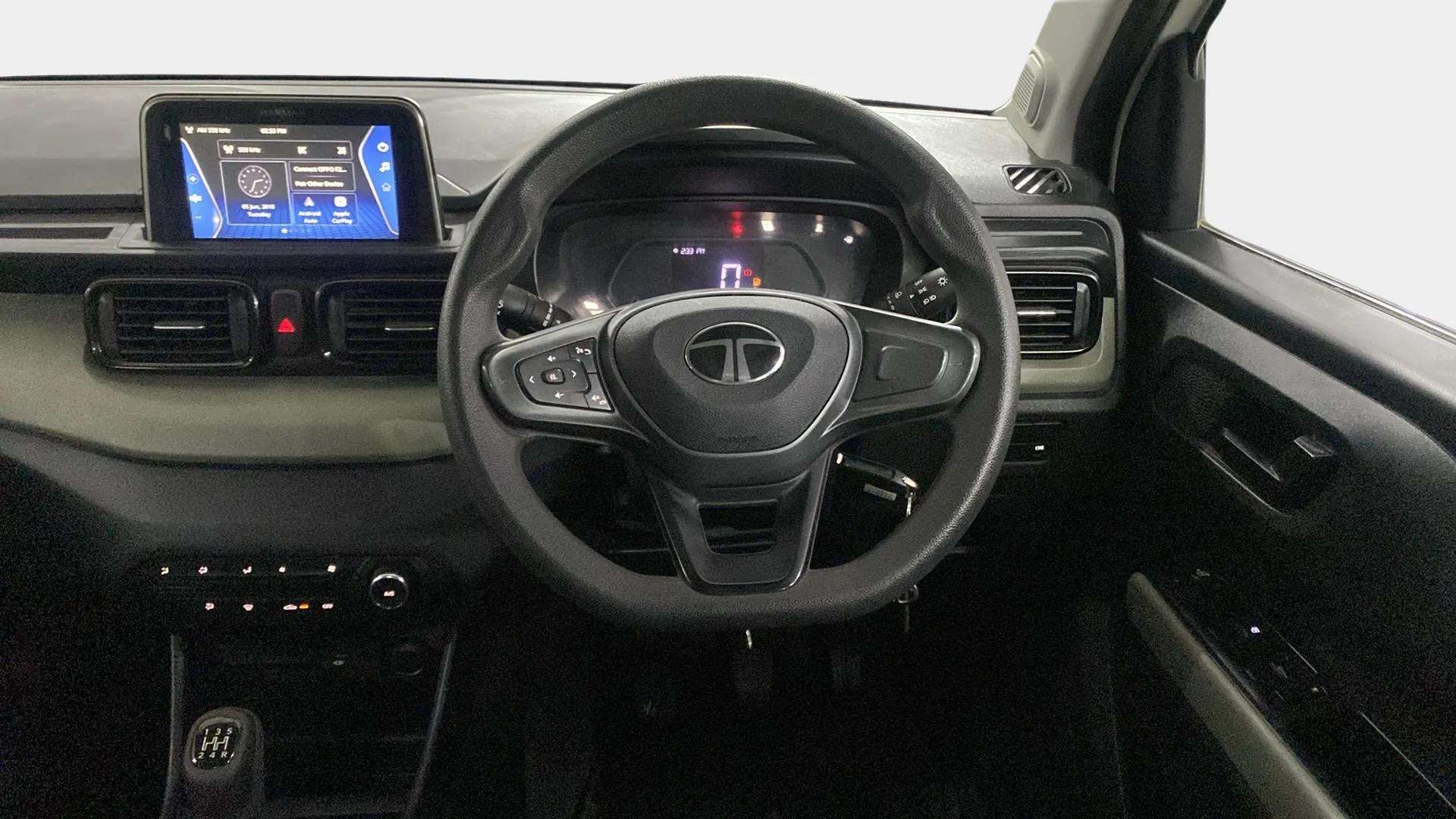 Dashboard and steering wheel of a Tata Punch