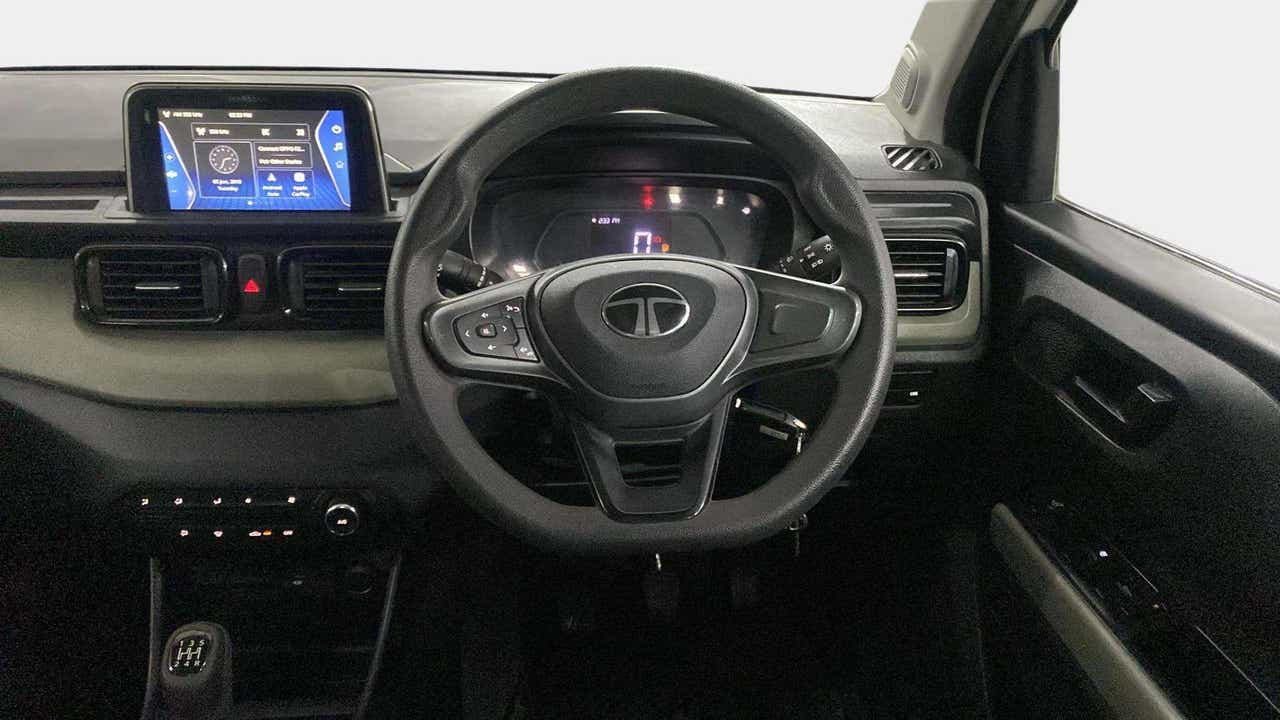 Dashboard and steering wheel of a Tata Punch