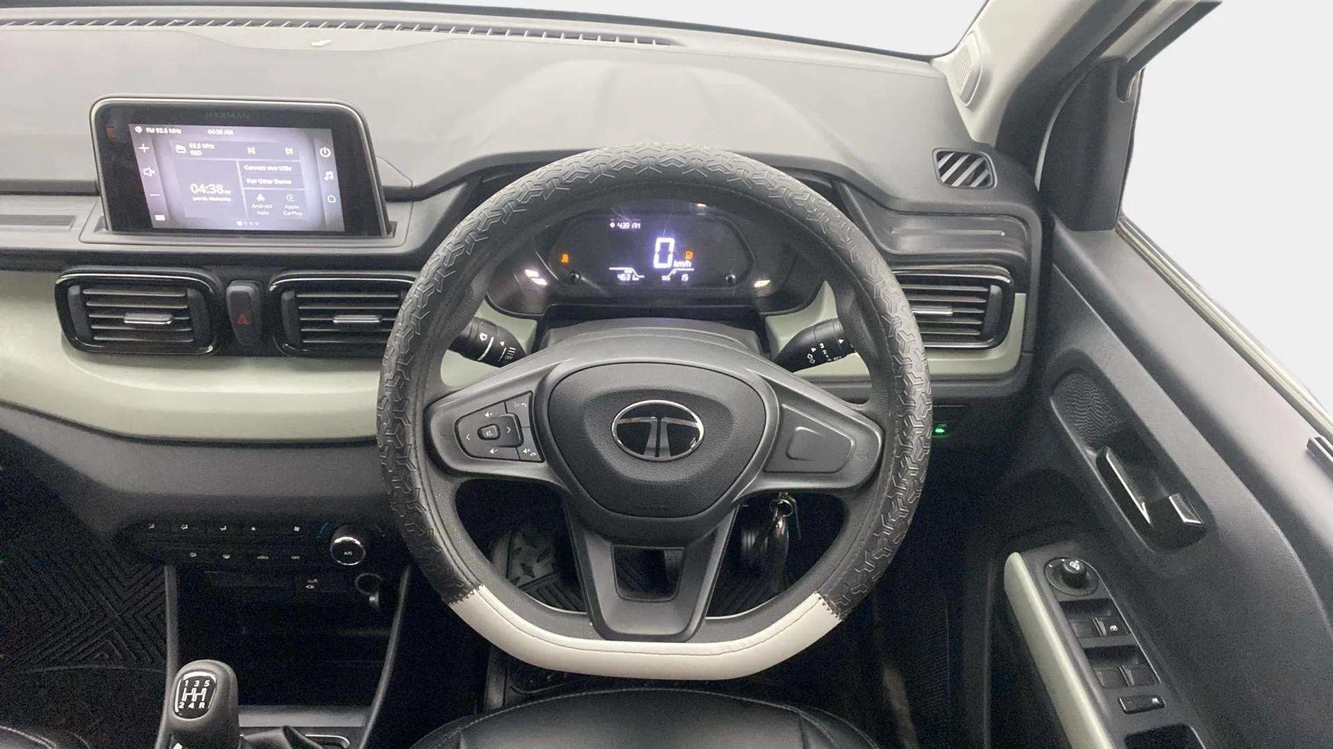 Dashboard and steering wheel view of a Tata Punch