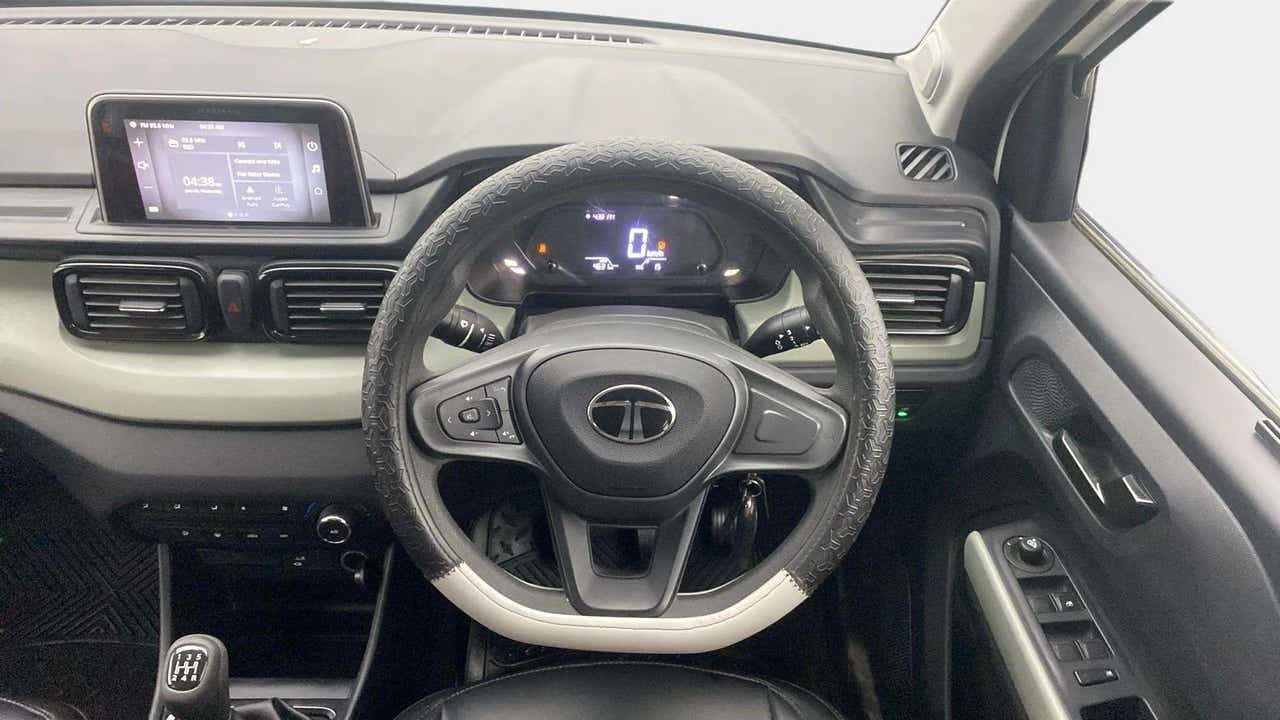 Dashboard and steering wheel view of a Tata Punch