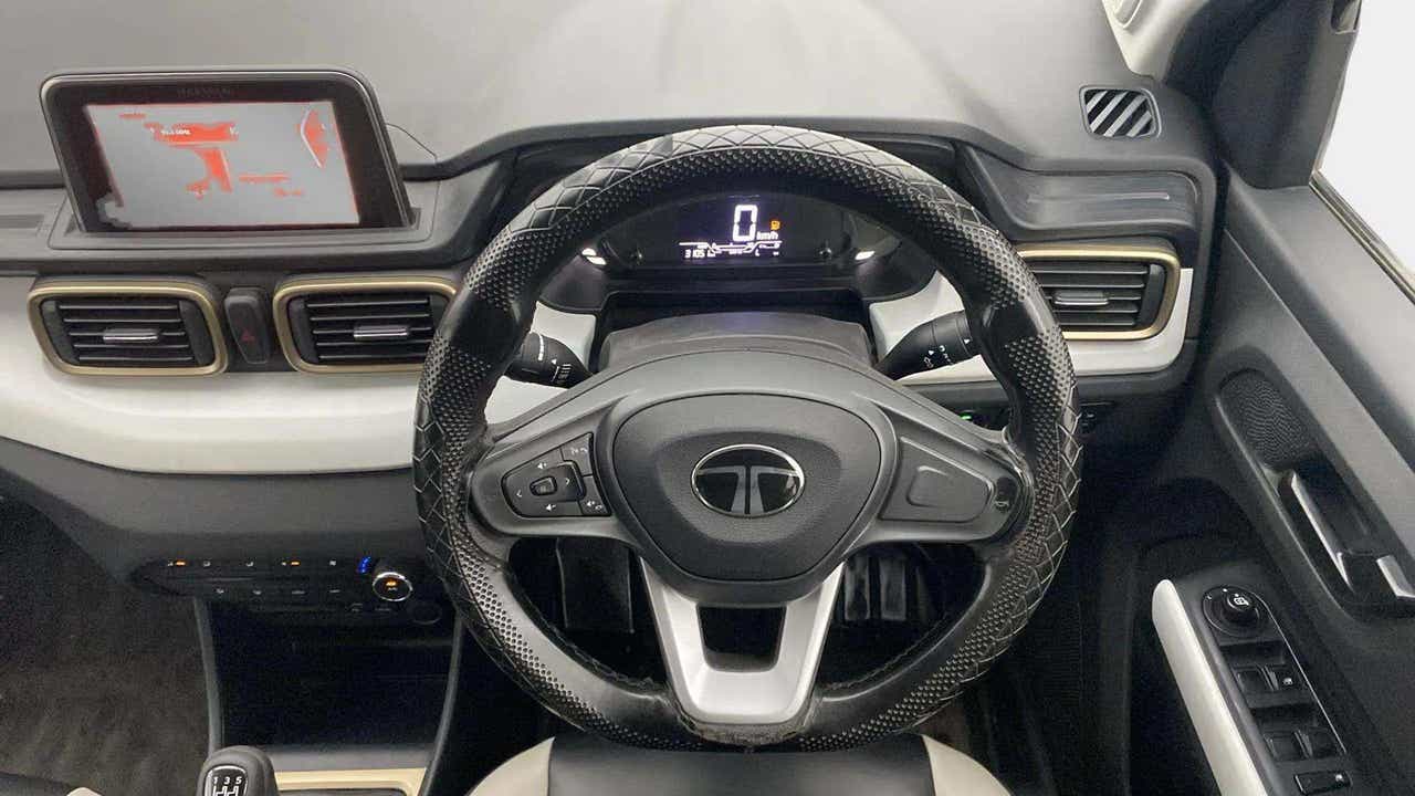 Dashboard and steering wheel of a Tata Punch