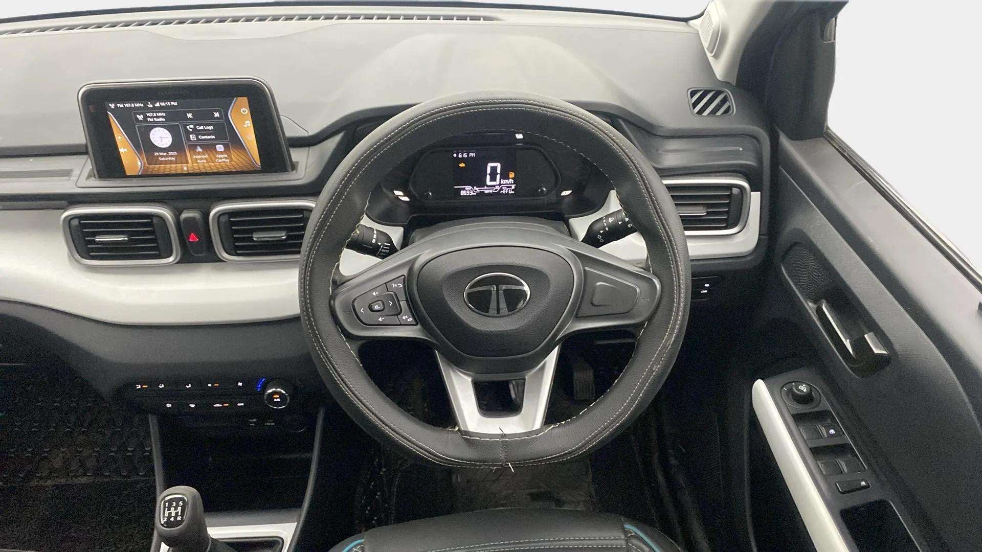Dashboard and steering wheel view of a Tata Punch