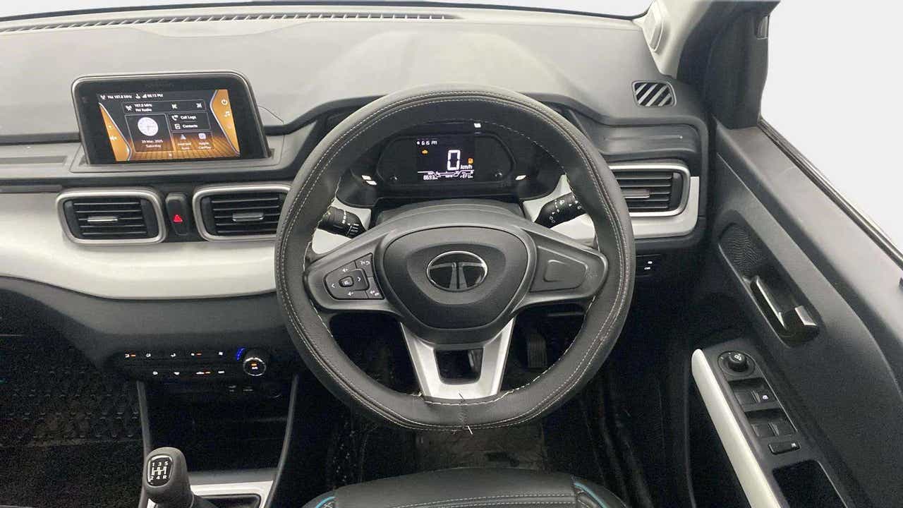 Dashboard and steering wheel view of a Tata Punch