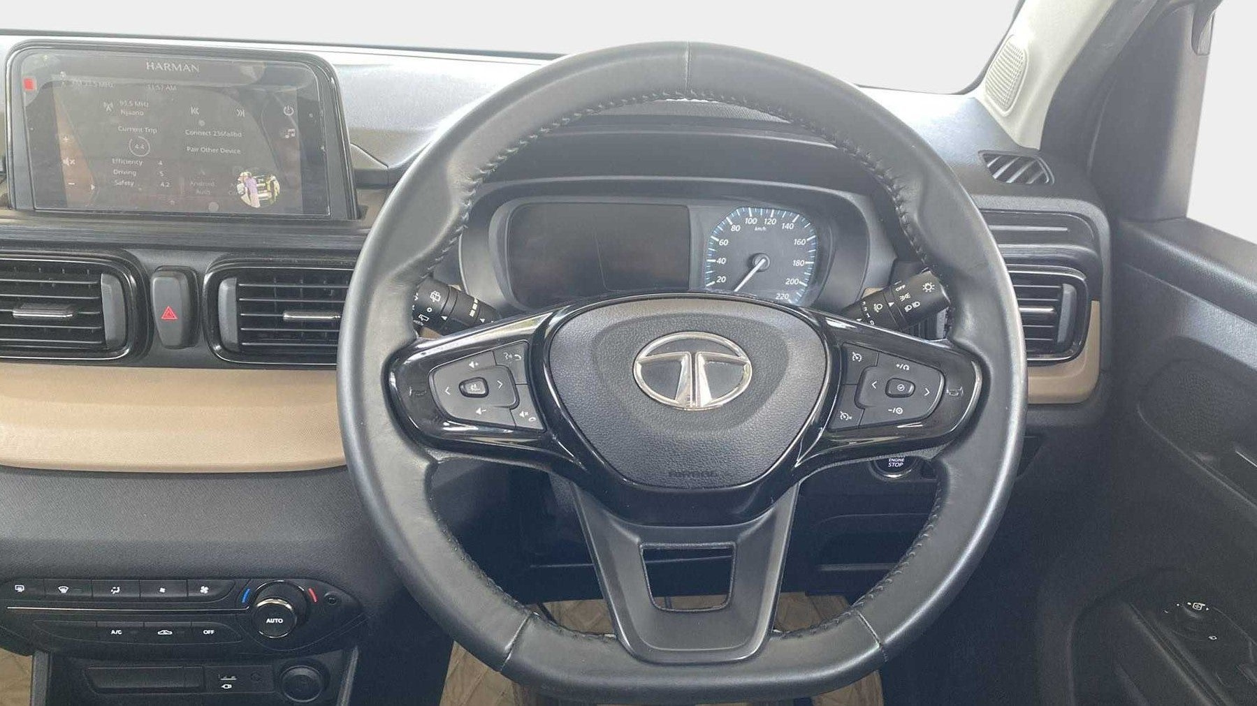 Steering wheel and dashboard of a Tata Punch