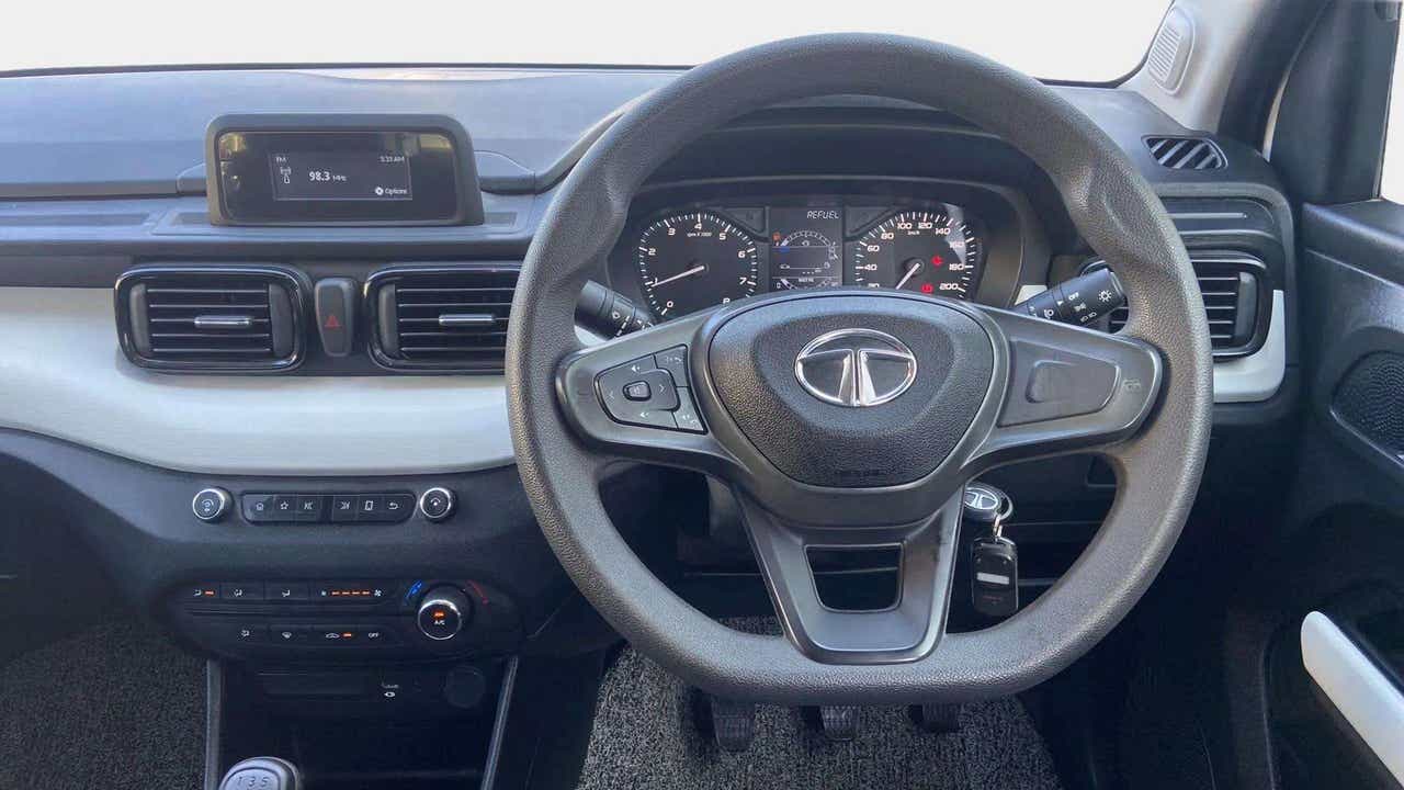 Dashboard and steering wheel of a Tata Punch interior