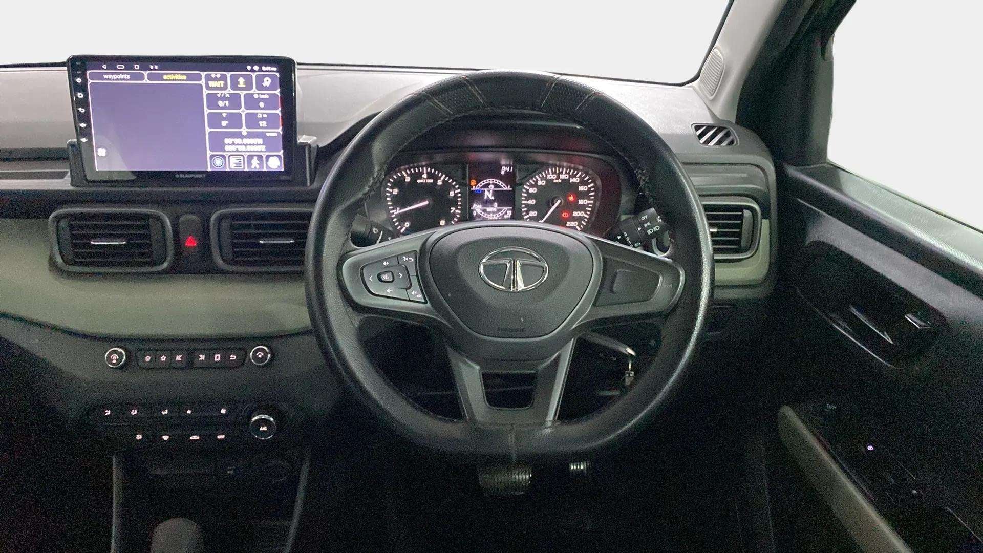 Dashboard and steering wheel of a Tata Punch