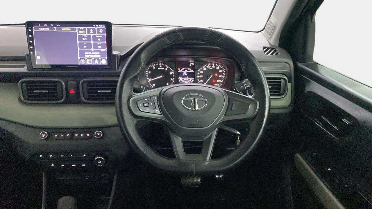 Dashboard and steering wheel of a Tata Punch