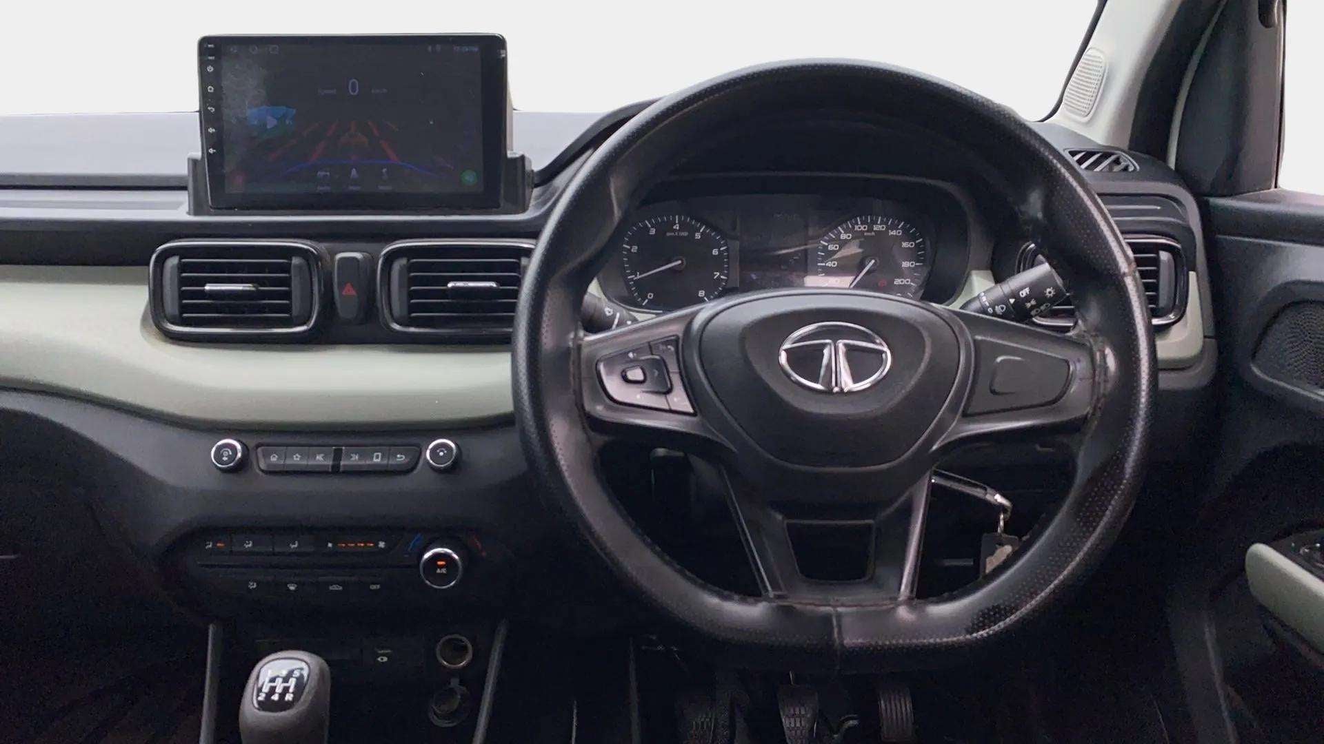 Dashboard and steering wheel view of a Tata Punch