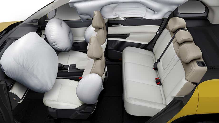 Interior view showing airbags deployed in a Tata Sierra