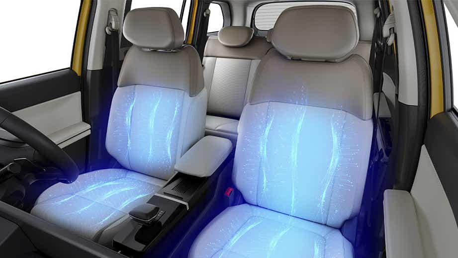 Front interior seats of a Tata Sierra