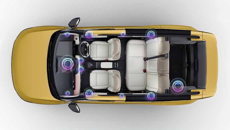 Top view of the interior and seats of a Tata Sierra