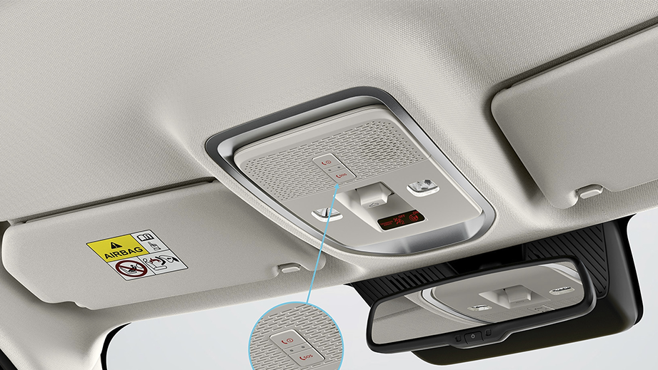 Overhead console and rearview mirror of a Tata Sierra