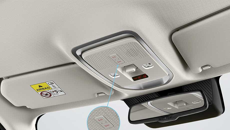 Overhead console and rearview mirror of a Tata Sierra