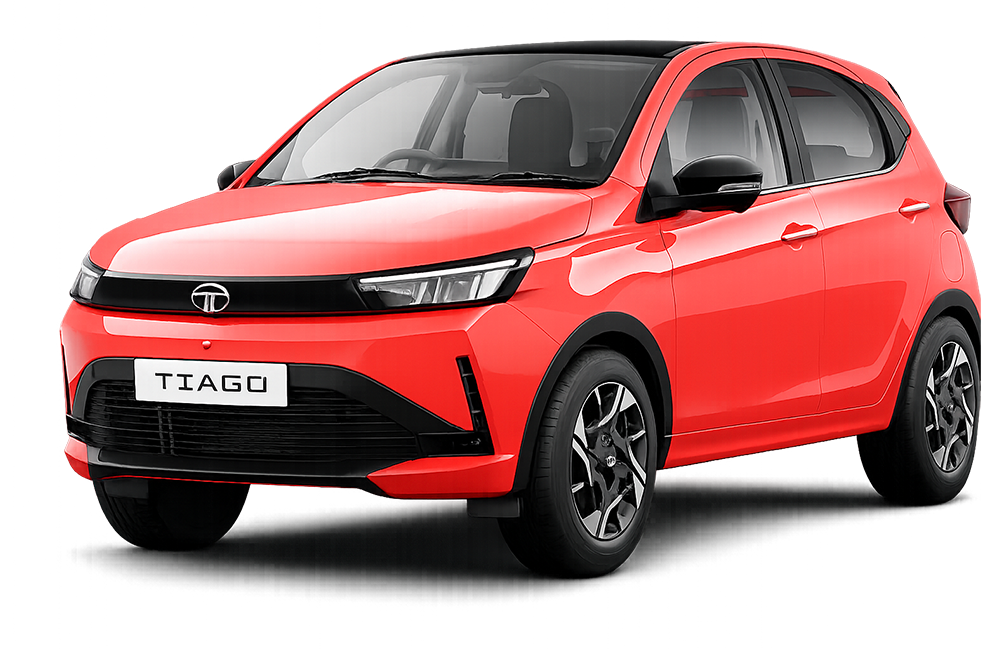 Front three-quarter view of Tata Tiago