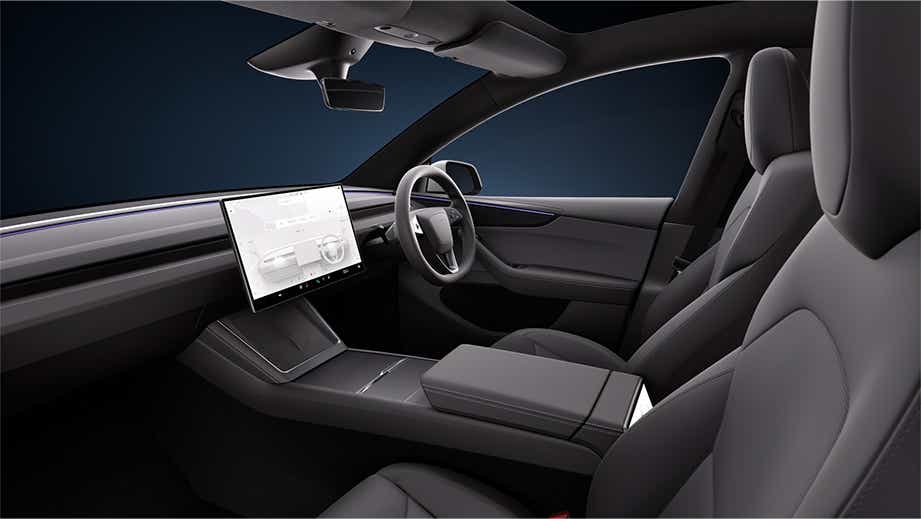 Interior dashboard view of Tesla Model Y