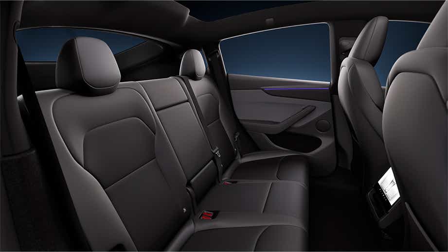 Rear seat interior of Tesla Model Y