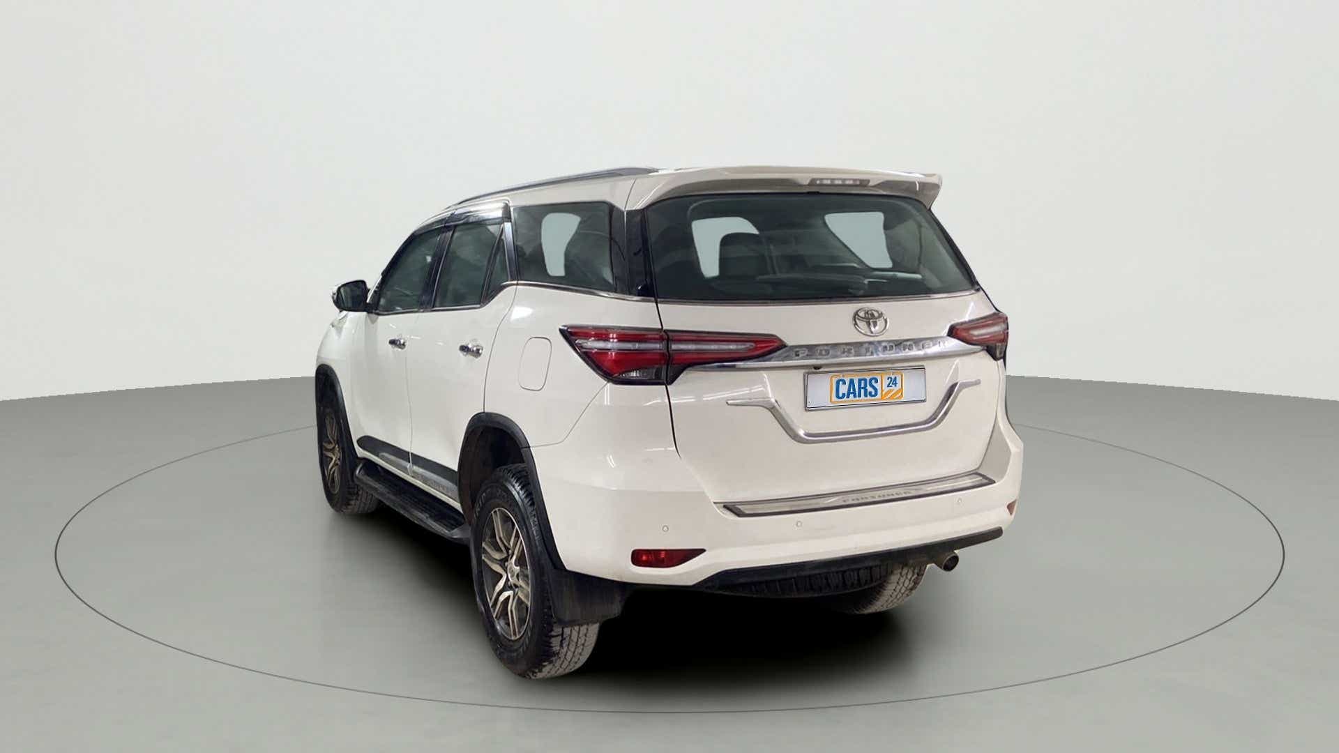 Rear three-quarter view of a Toyota Fortuner
