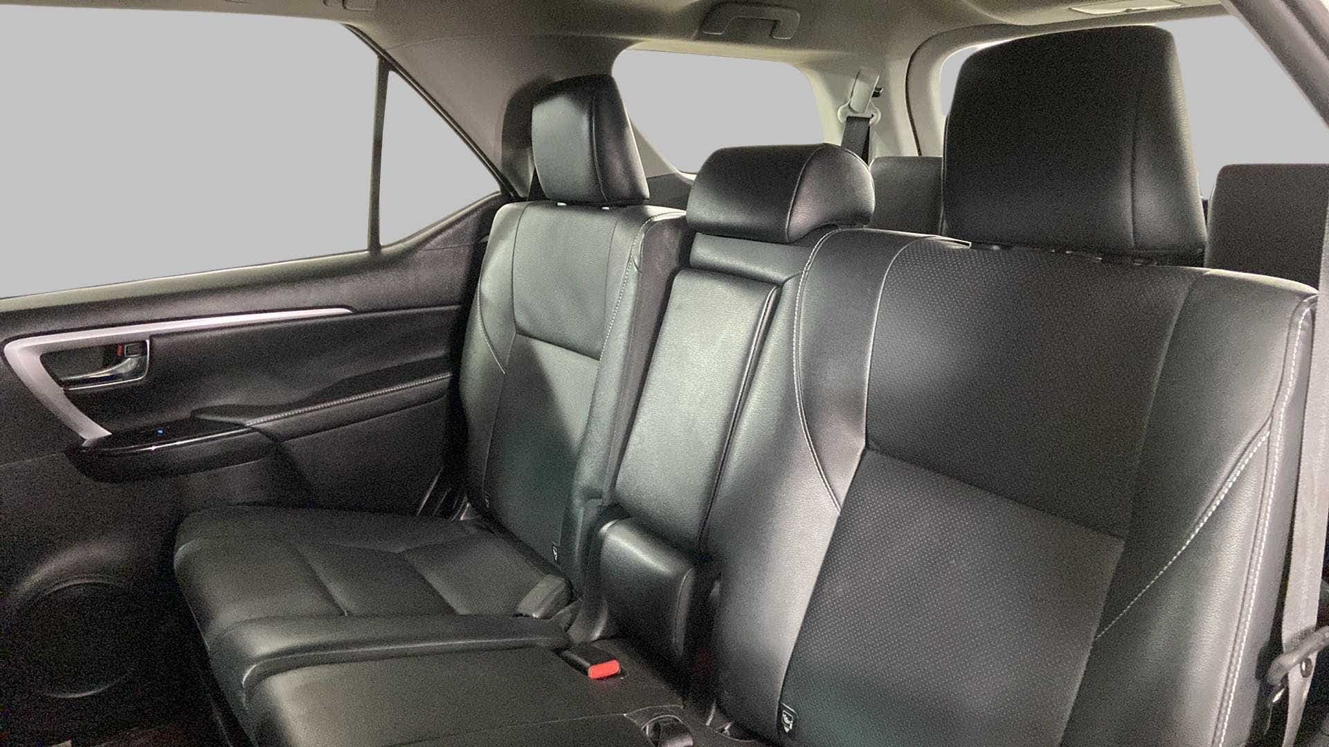 Rear seat interior view of a Toyota Fortuner