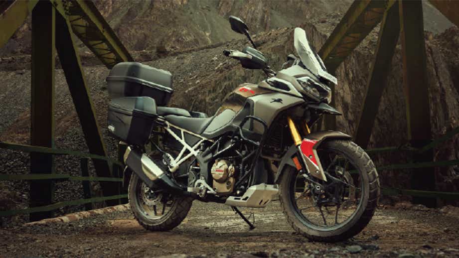 Full view of a TVS Apache RTX motorcycle