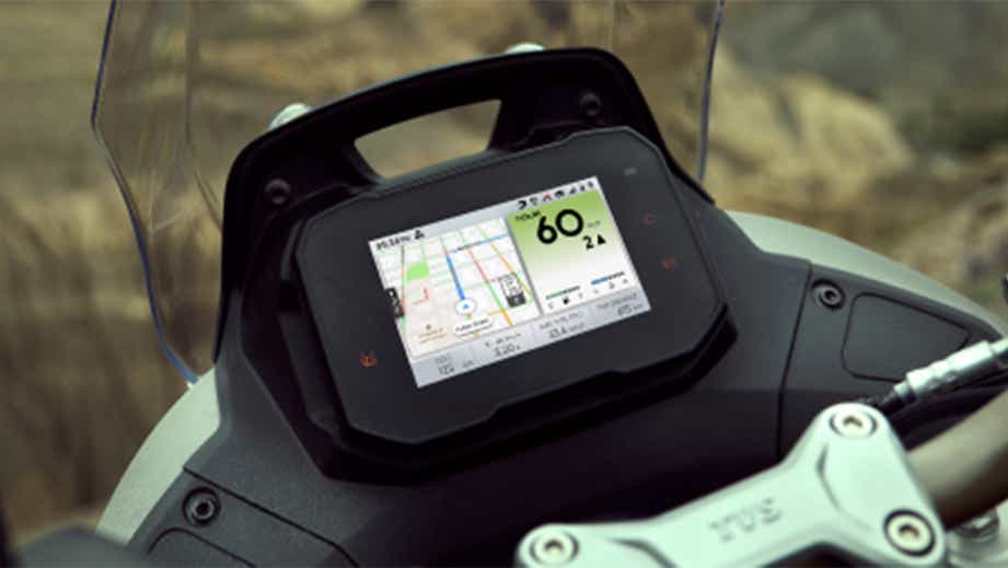 Instrument cluster close-up of a TVS Apache RTX