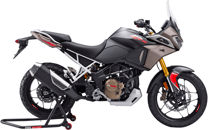 Side view of a tarn bronze TVS Apache RTX