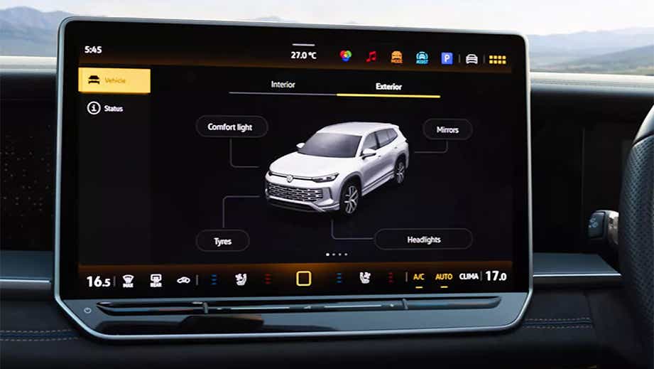 Dashboard display of a volkswagen tayron