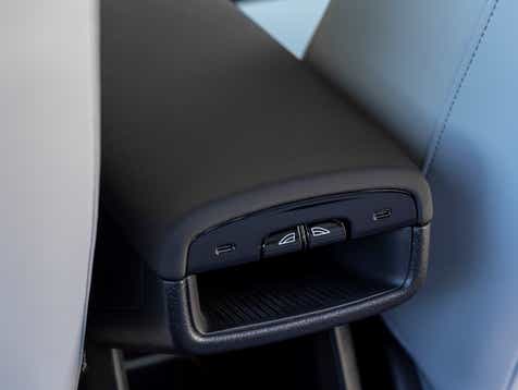Rear center console controls of a Volvo EX30