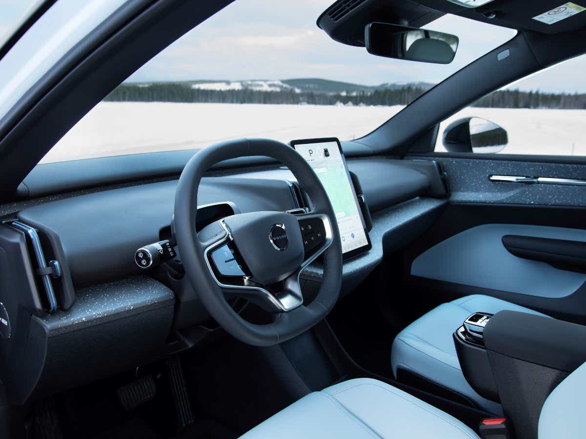 Interior dashboard view of a Volvo EX30