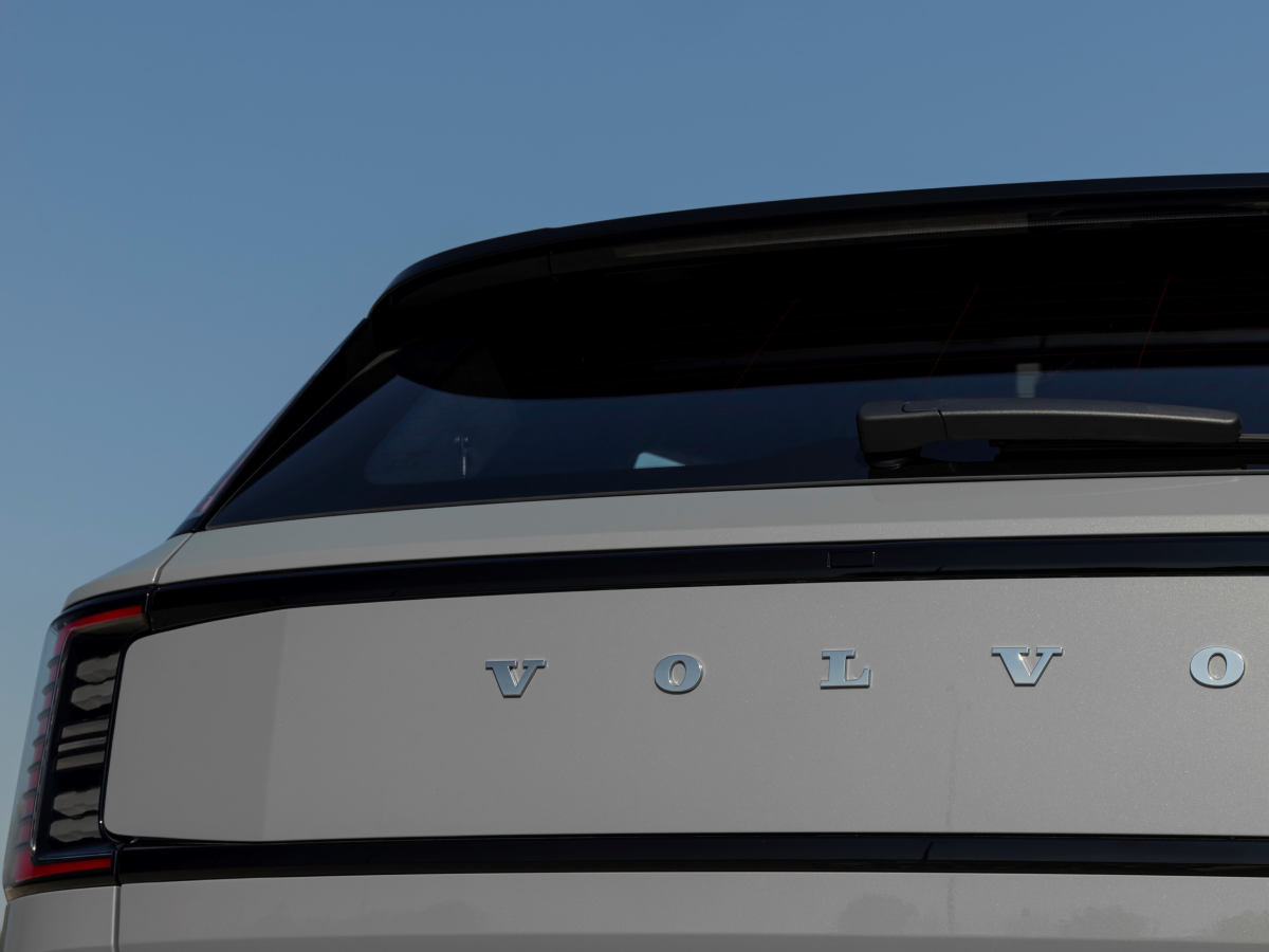 Rear view of a Vapour Grey Volvo EX30