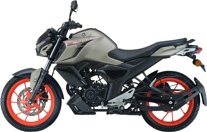 Side view of a matte titan Yamaha FZ Rave