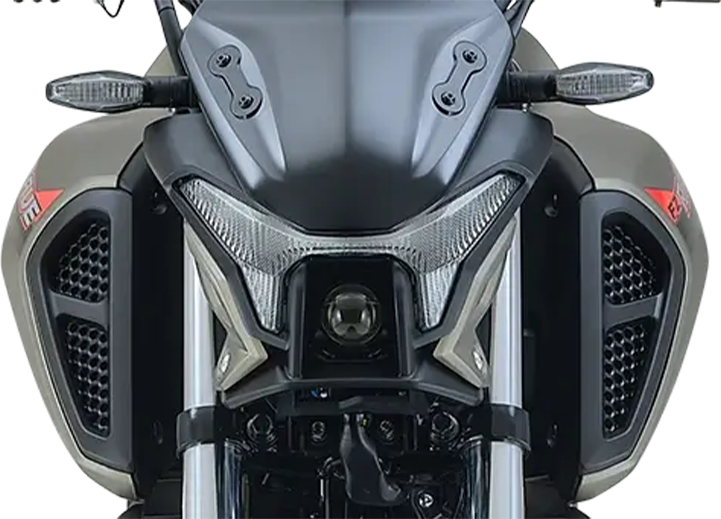 Headlight close-up of a Yamaha FZ Rave