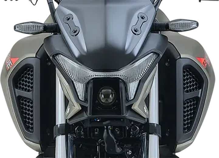 Headlight close-up of a Yamaha FZ Rave