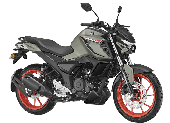 Side view of a matte titan Yamaha FZ Rave