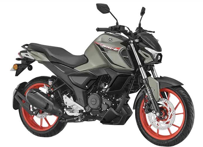 Side view of a matte titan Yamaha FZ Rave